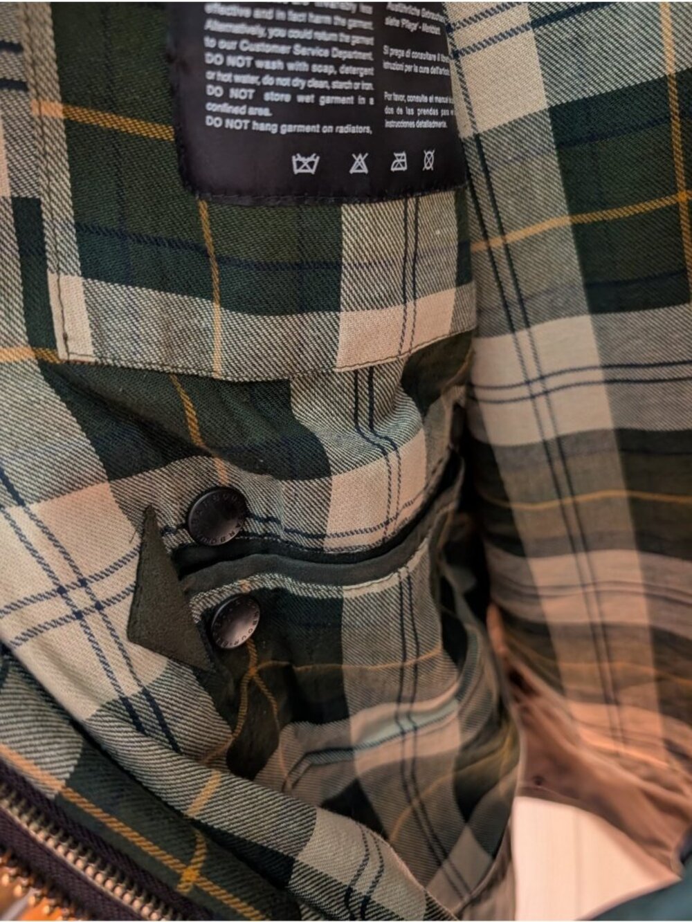 Vtg Barbour Ashby Wax Waterproof Olive Green Country Rain Jacket Coat Tartan - Picture 8 of 10
